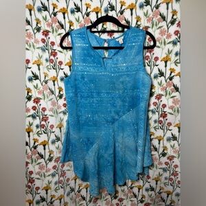 Cato Blue Sleeveless Embellished Asymmetric Tank Top